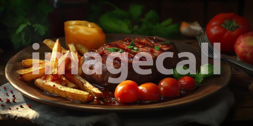 Juicy PanSeared Steak with Crispy Fries A Culinary Masterpiece