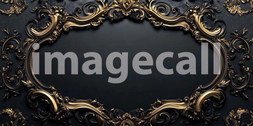 Elegant Gold  Black Ornate Frame Luxury Design Background