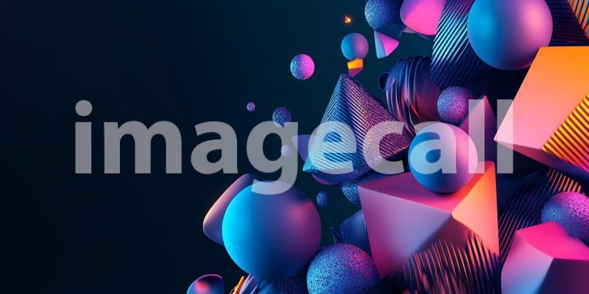 Vibrant 3D Geometric Shapes Abstract Art Background for Design P