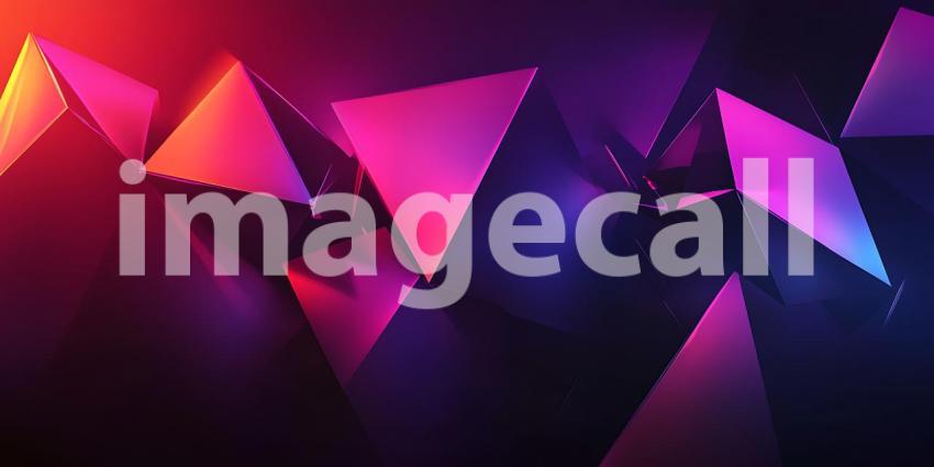 Vibrant Neon Pyramid Abstract Background Geometric Shapes Pink P