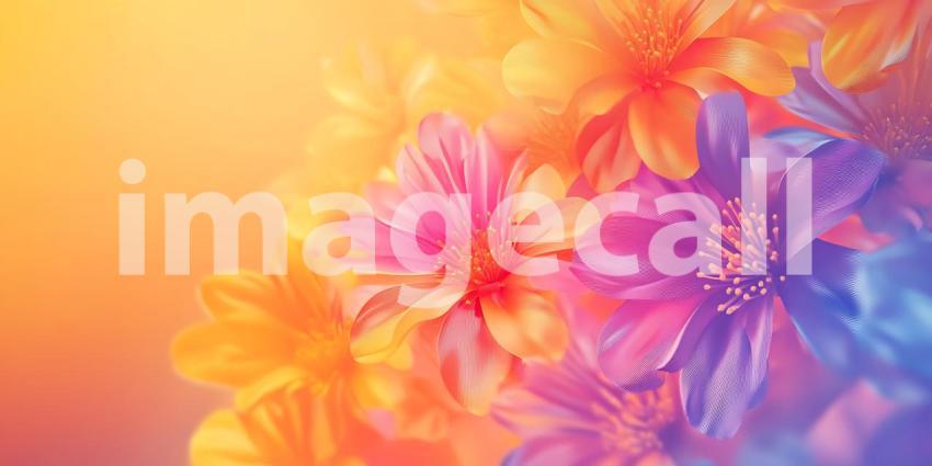 Vibrant Floral Background Peach Orange Purple and Blue Flower Te