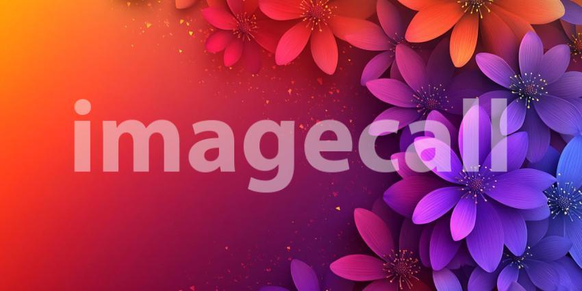Vibrant Floral Design Colorful Paper Flowers on Gradient Backgro
