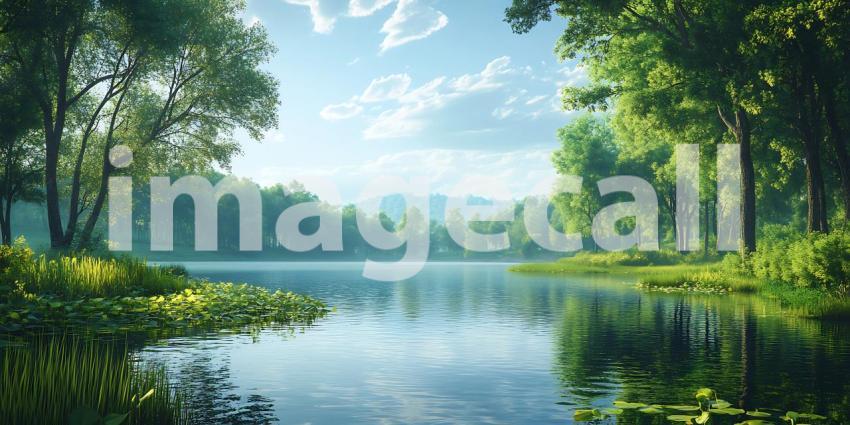 Serene Lake  Lush Forest Stunning Nature Scene