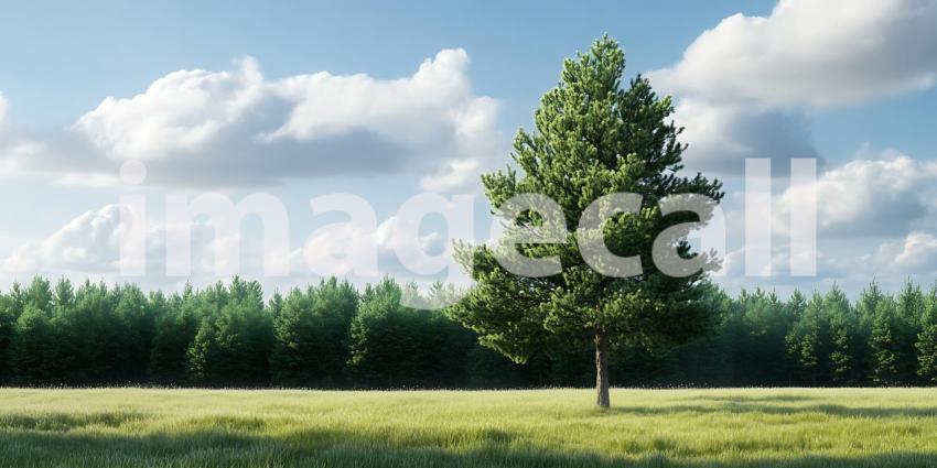 Lone Pine Tree in a Summer Meadow Nature Photography Landscape S