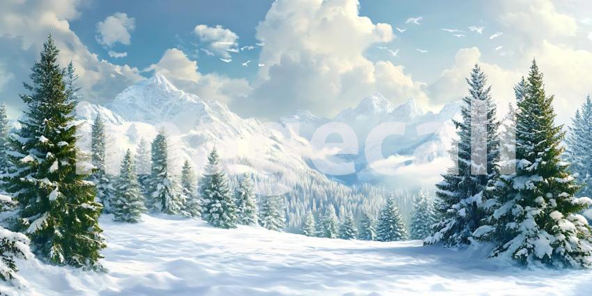 Stunning Winter Wonderland Majestic SnowCovered Mountains and Ev