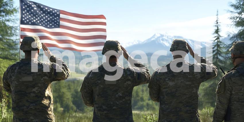 Saluting the Flag American Soldiers Honor the Nation with a Moun