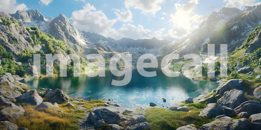 Epic Mountain Lake Landscape Stunning Vista of Alpine Scenery Br