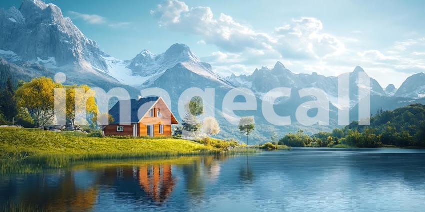 Mountain Lake Cabin Scenic Landscape Photography  Picturesque La
