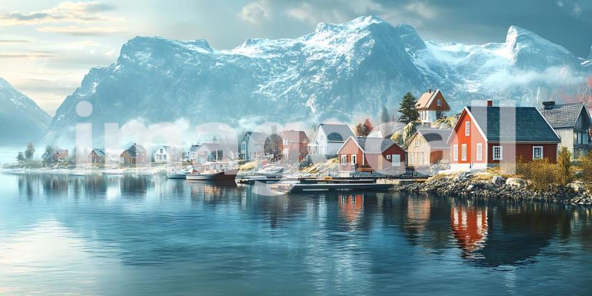 Breathtaking Winter Village Scene Picturesque Scandinavian Fishi