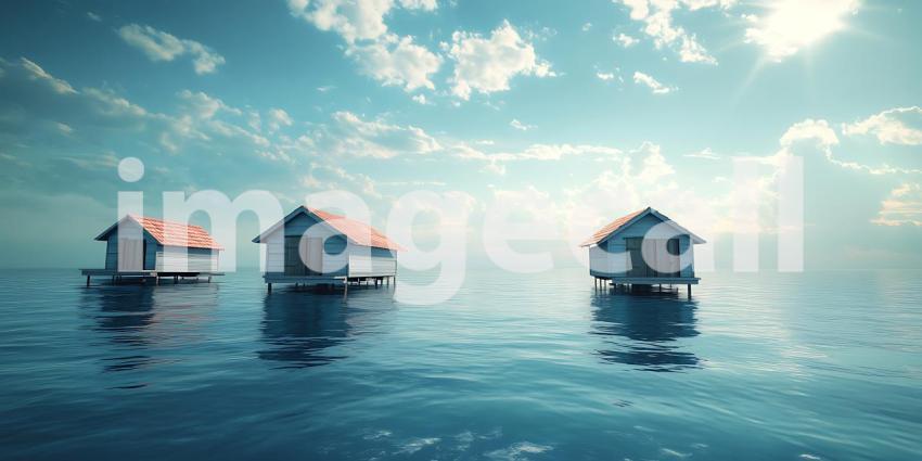 Dream Homes Serene Coastal Houses Reflecting on Calm Waters