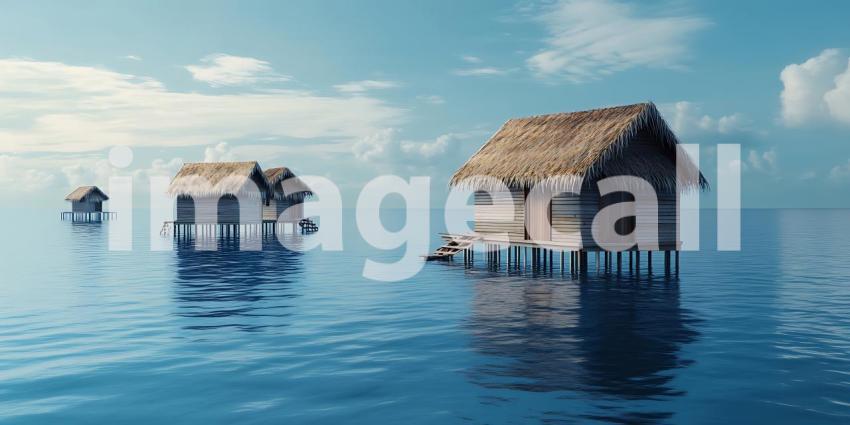 Tropical Overwater Bungalows Picturesque Island Paradise Exotic