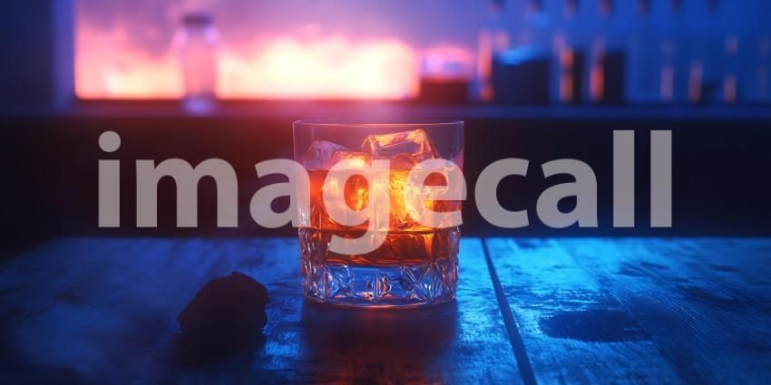 Nightlife Ambiance A Glass of Spirit in a Vibrant Bar