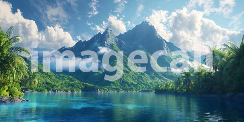 Serene Mountain Lake Landscape Picturesque Vista of Natures Beau
