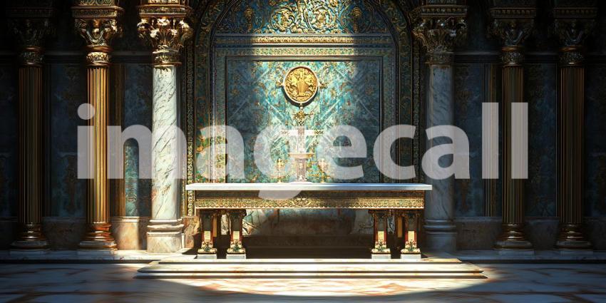 Stunning Altar in an Ancient Cathedral A Captivating Religious A