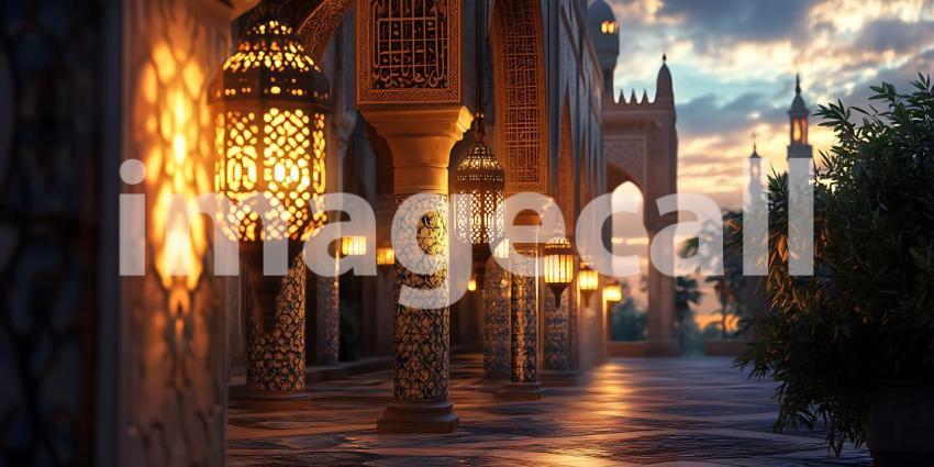 Enchanted Evening A Digital Painting of a Mystical Arabian Alley