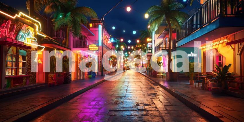 Vibrant Night Street Scene Captivating Cityscape at Night