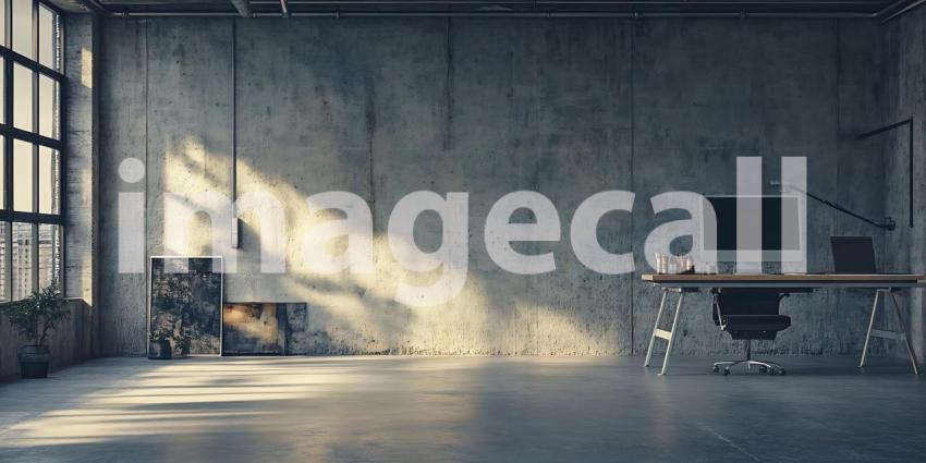 Industrial Loft Interior Sunlit Concrete Walls Spacious Design M