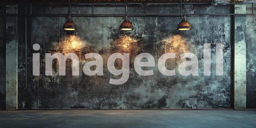 Dramatic Textured Wall Industrial Background with Ambient Lighti