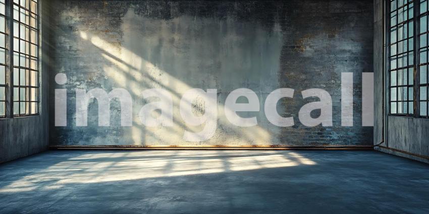 Sunlit Abandoned Room Grungy Interior Background for Design Proj