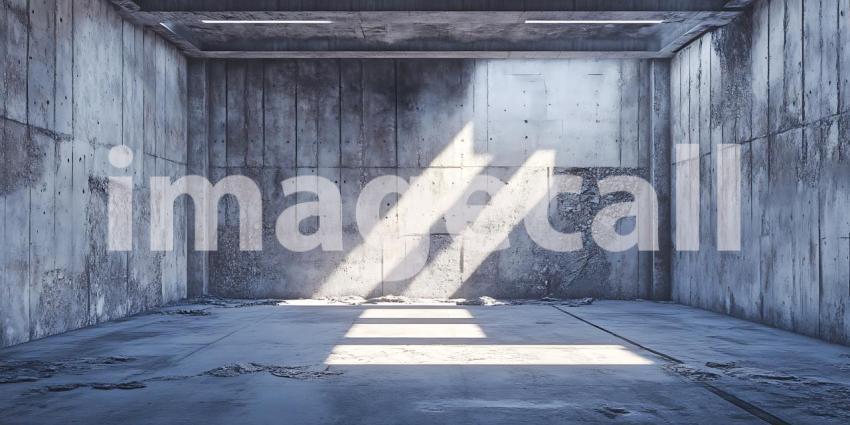 Dramatic Light and Shadow in Derelict Concrete Room Architectura
