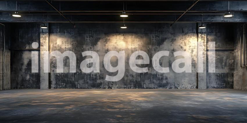 Grungy Urban Interior Dark Distressed Warehouse Space