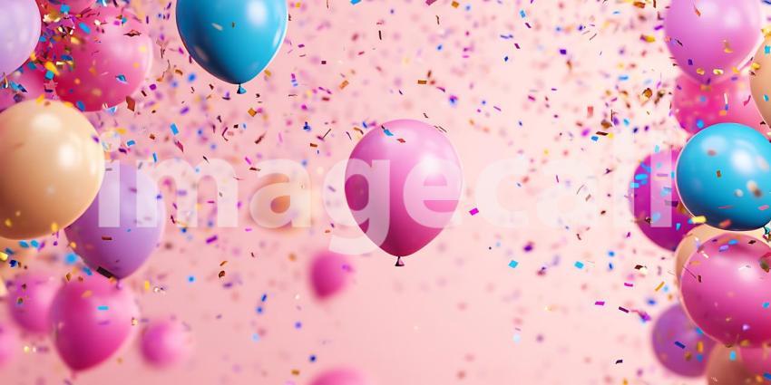 Festive Balloons and Confetti A Vibrant Celebration Background