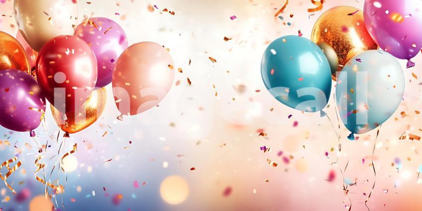 Festive Balloons and Confetti A Joyful Celebration