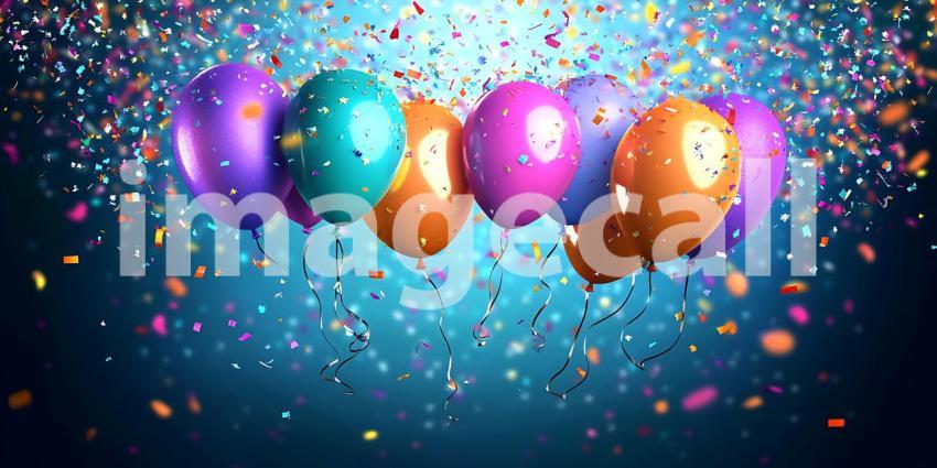 Vibrant Balloons and Confetti Festive Celebration Background for