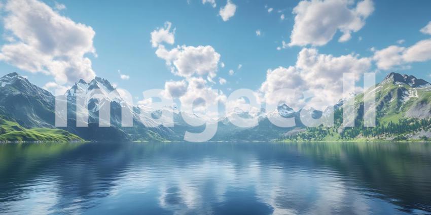 Serene Mountain Lake A Breathtaking Panorama of Natures Beauty