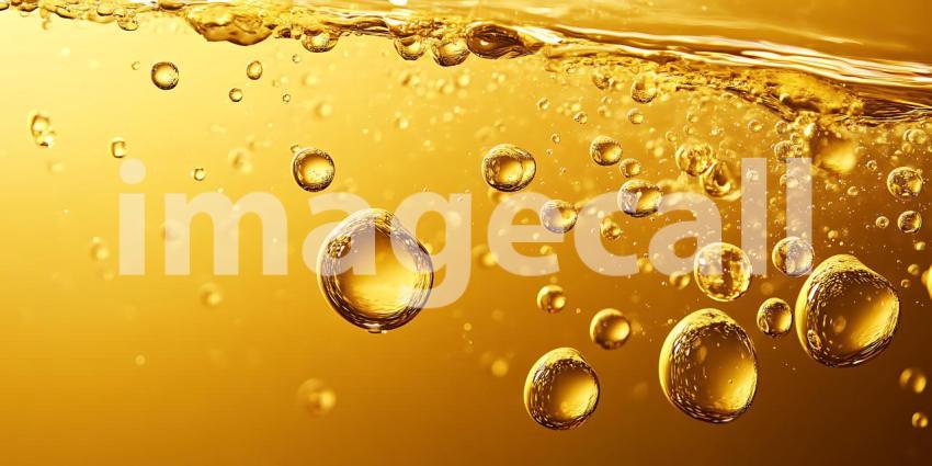 Golden Liquid Texture Bubbles Amber and Sparkling Background for