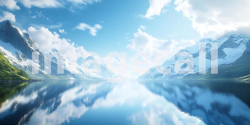 Serene Mountain Lake Breathtaking Panorama of Natures Beauty Pea