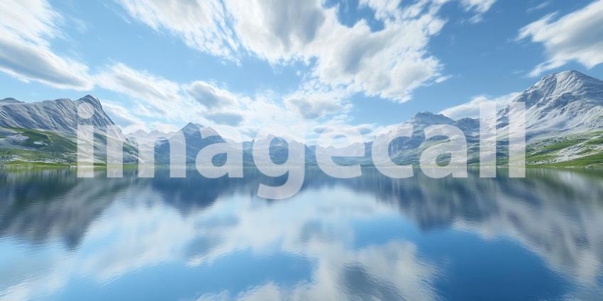 Stunning Mountain Lake Reflection Panoramic Landscape Photograph