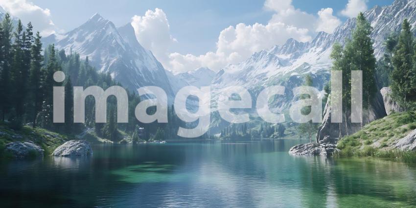 Stunning Mountain Lake Landscape Breathtaking Scenery for Your P