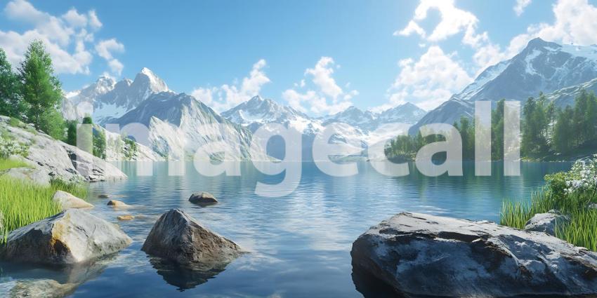 Stunning Mountain Lake Landscape Serenity in the Alps Breathtaki