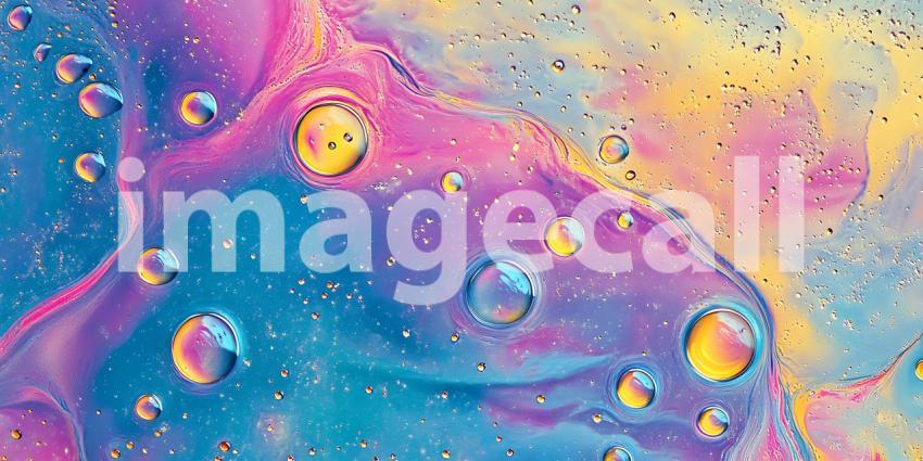 Pastel Rainbow Nebula Abstract Art Background with Water Droplet