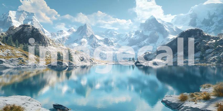 Stunning Glacial Lake and Mountain Panorama Breathtaking Landsca