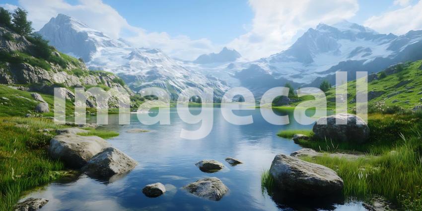 Serene Mountain Lake Picturesque Alpine Scenery and Breathtaking