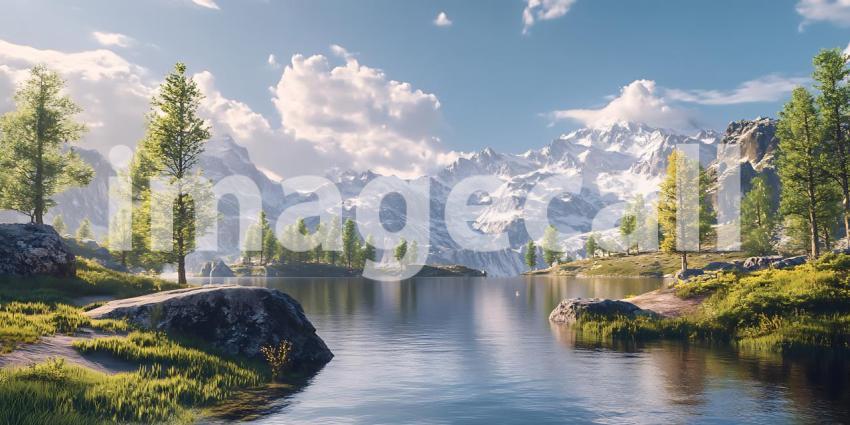 Epic Mountain Lake Landscape Stunning Nature Scene with Majestic