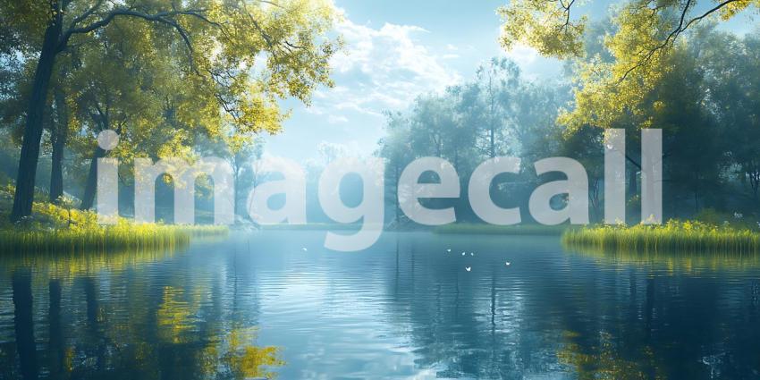 Serene Lakeside Forest A Tranquil Nature Scene