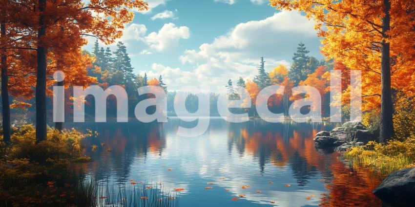 Autumn Lake Vibrant Fall Foliage and Tranquil Reflections