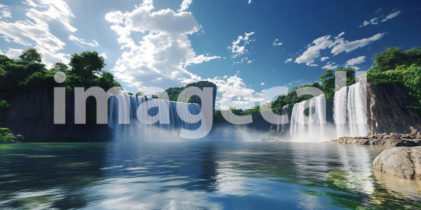 Majestic Waterfall Landscape Breathtaking Nature Scene