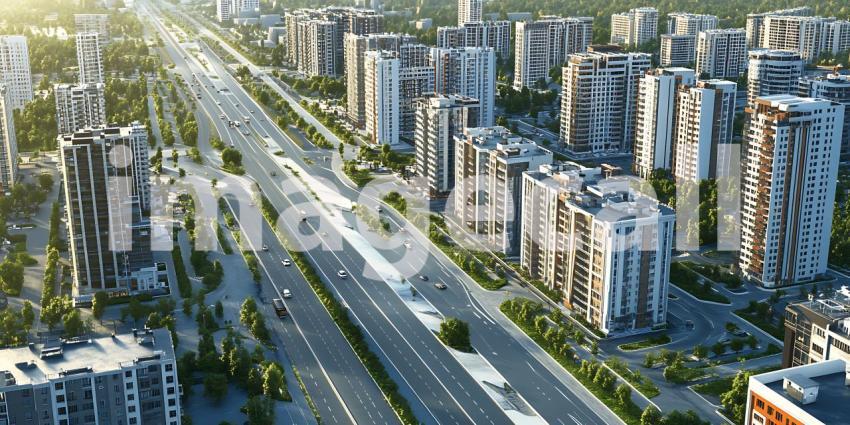 Stunning Aerial View Modern Cityscape Urban Development and High