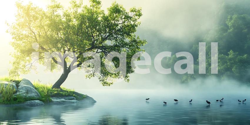 Serene Lakeside Tree A Peaceful Nature Scene