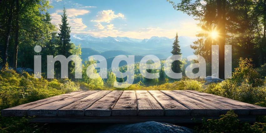 Stunning Mountain Vista Wooden Pathway to Scenic Landscape