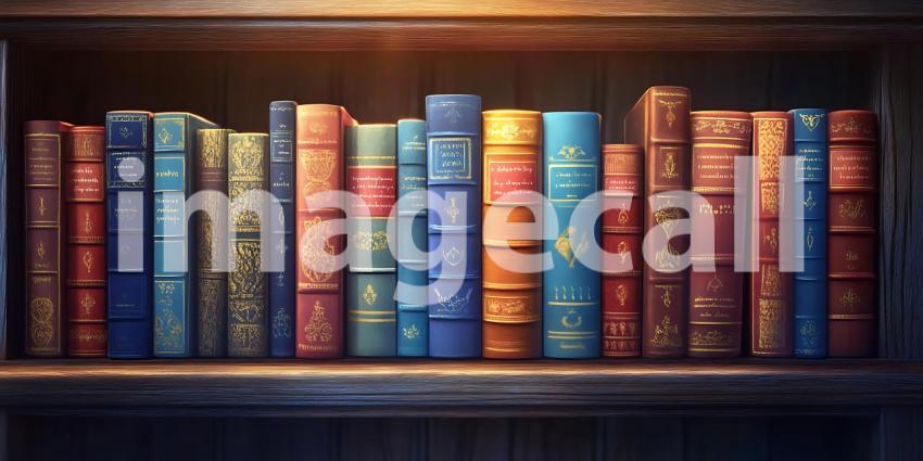 Antique Bookshelf Vintage Book Collection Background  Library In