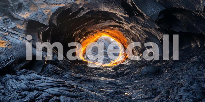 Glowing Lava Hole Volcanic Aperture with Fiery Interior
