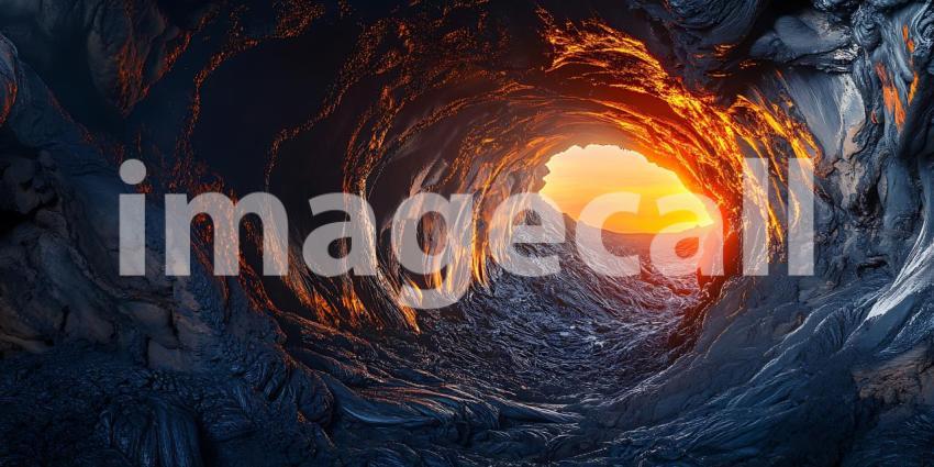 Fiery Hole Abstract Art Featuring Volcanic Eruption or Cosmic Ne