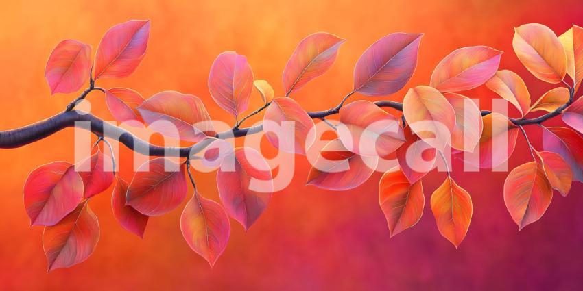 Autumn Branch Vibrant Fall Leaves Painting