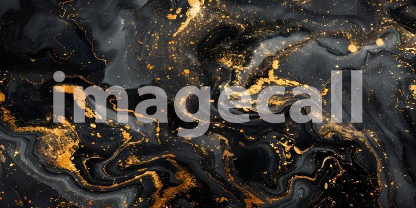Abstract art in black and gold background