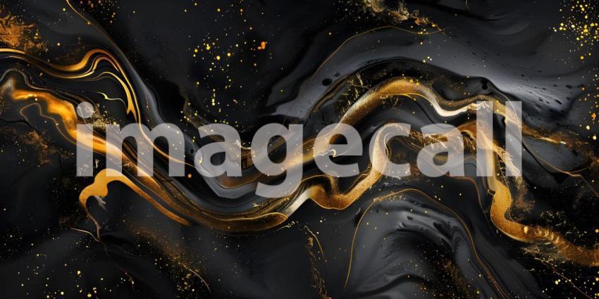 Abstract art in black and gold background